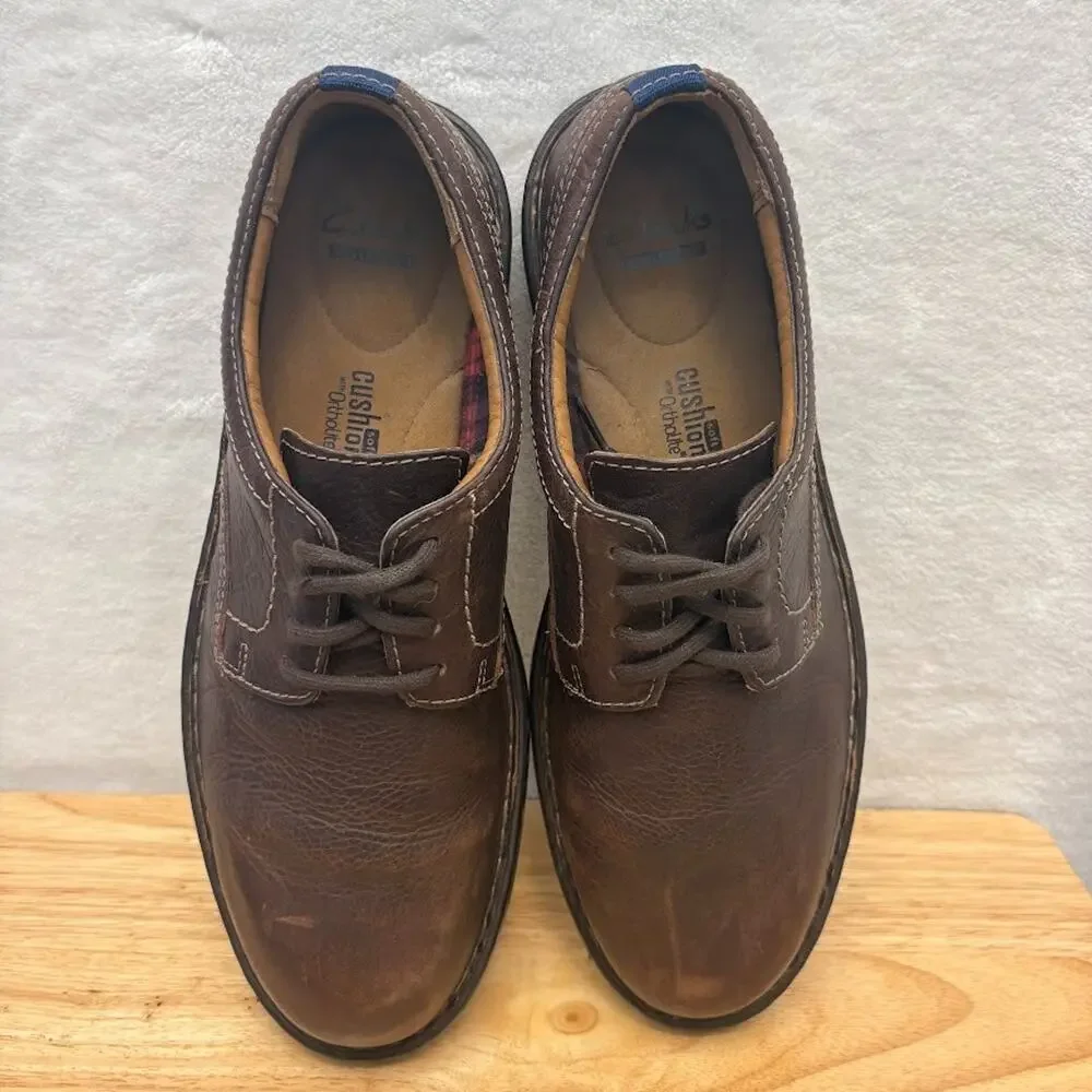 Clarks Dress Shoes Kyros Oxford Brown Leather Lace Up Chukka Shoe Men’s Size 11M